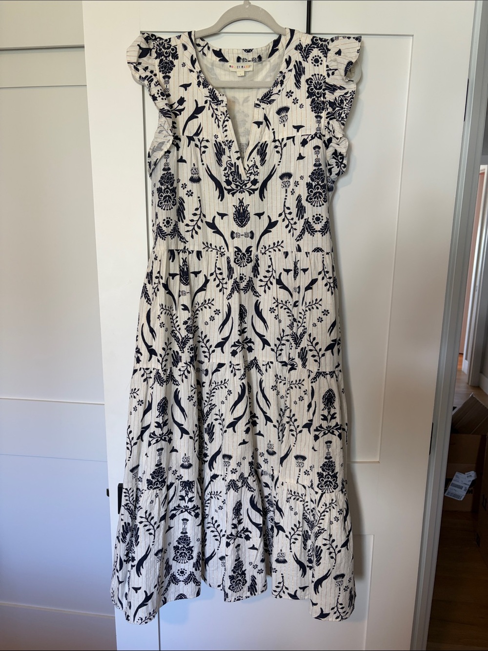 Roller Rabbit Off-White and Navy Maxi Dress